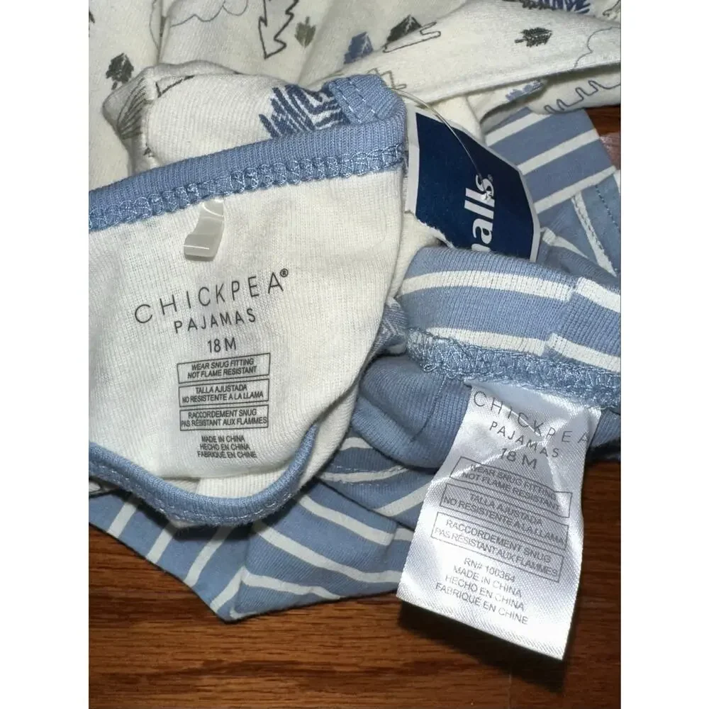 NWT Chickpea Pajamas Baby Boys Woodland Forest Striped Cotton Pajama Set 18M